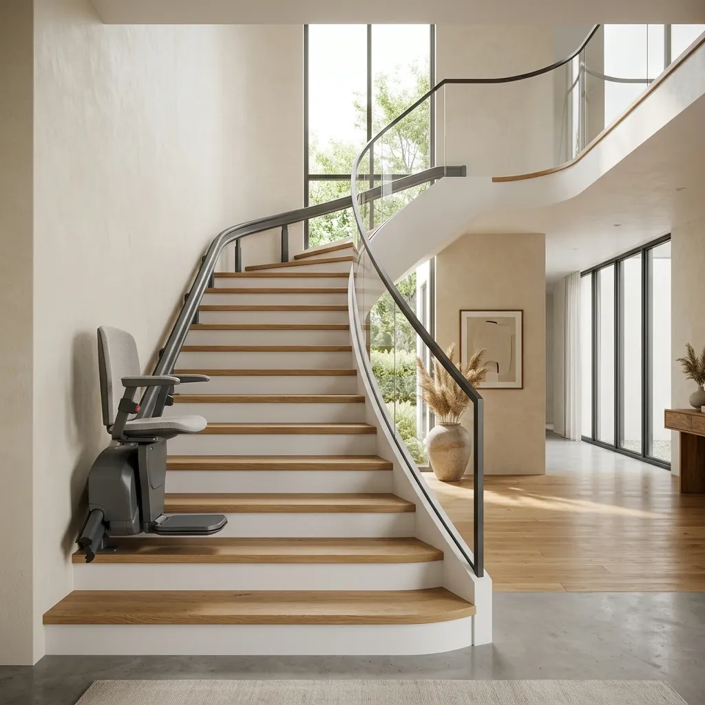 Sleek residential staircase chair lift